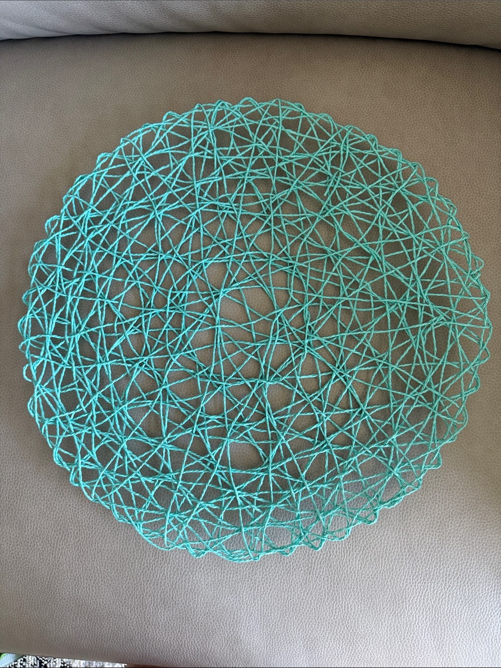 Handwoven Teal Round Decorative Placemat
